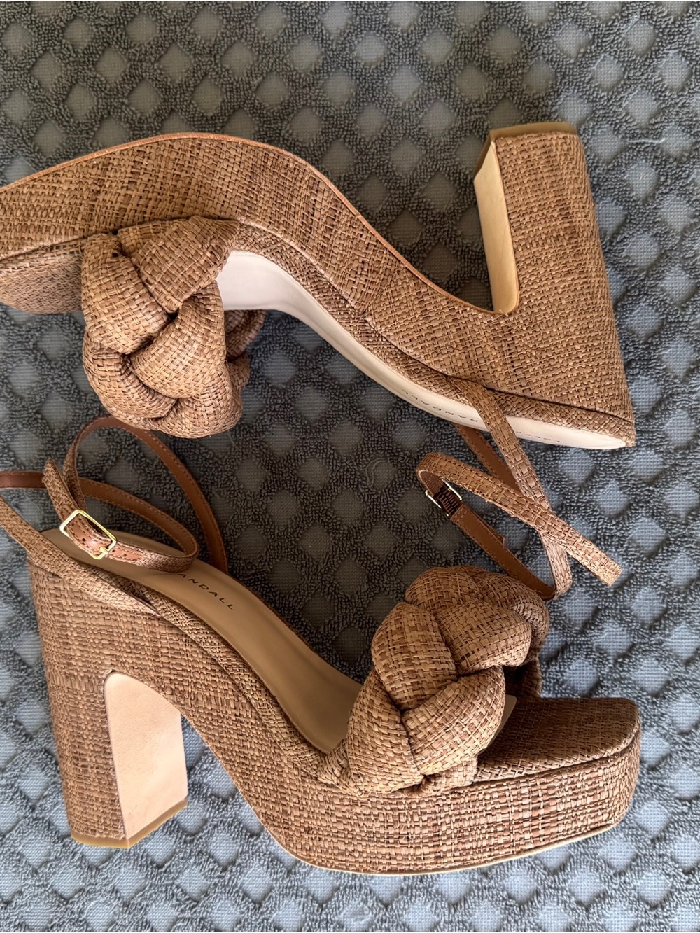 Loeffler Randall Fae Braided Brown Raffia Platform Sandals Size 9.5 - Picture 4 of 9